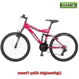 Girl Bicycle Full Suspension Trail 21 Speed Shimano Pink