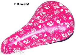 Compact Padded BMX Seat Pink & White Bows & Flowers NEW!