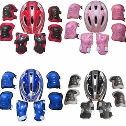 Girl Boy Kids Safety Helmet Knee Elbow Pad Kit For Cycling S