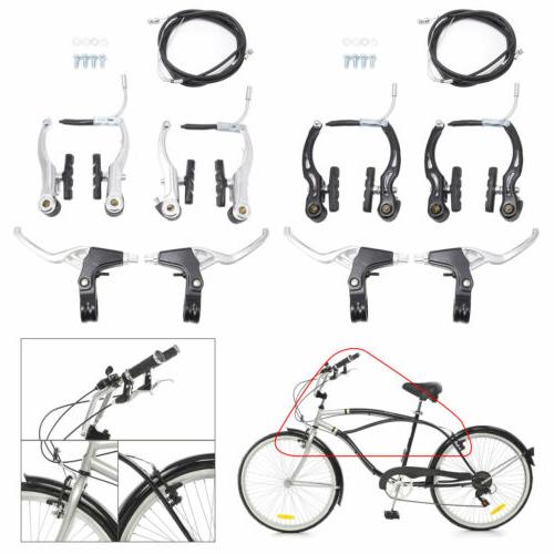 Full Set Bicycle Lightweight V Brake Levers Black Caliper Fo