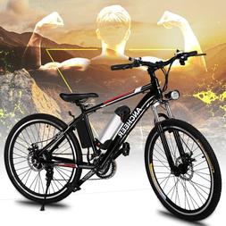 26" Electric Mountain Bike Fat Tire Bicycle W/ Lithium Batte
