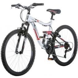 Mongoose 24" Boys Ledge 2.1  Silver/Red Mountain Bike