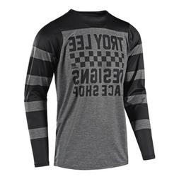 Jersey Skyline L/s Jersey; Checker Hth Gry/blk 2x